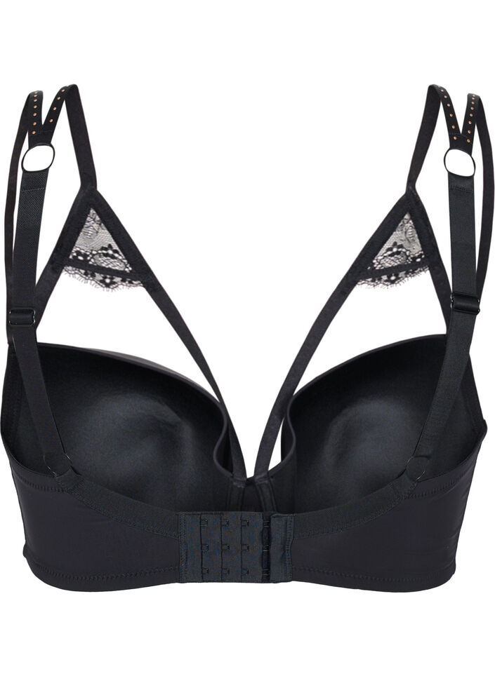 Moulded bra with string details, Black, Packshot image number 1