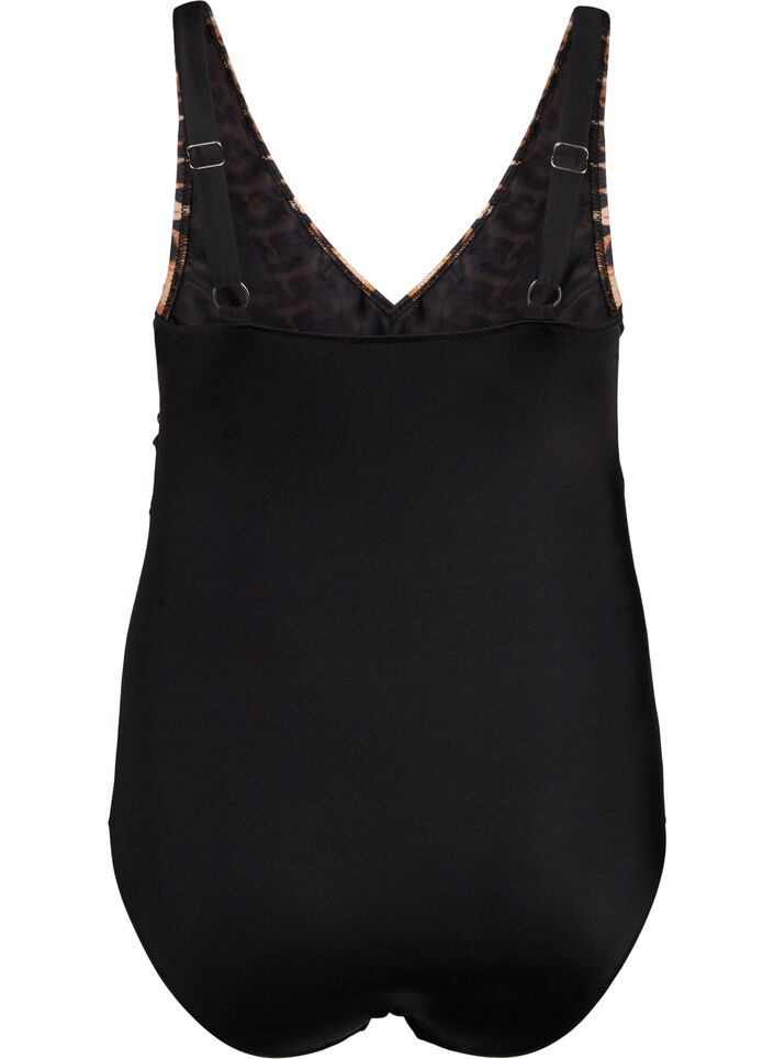 Swimsuit with underwire and adjustable straps, Black Leopard, Packshot image number 1