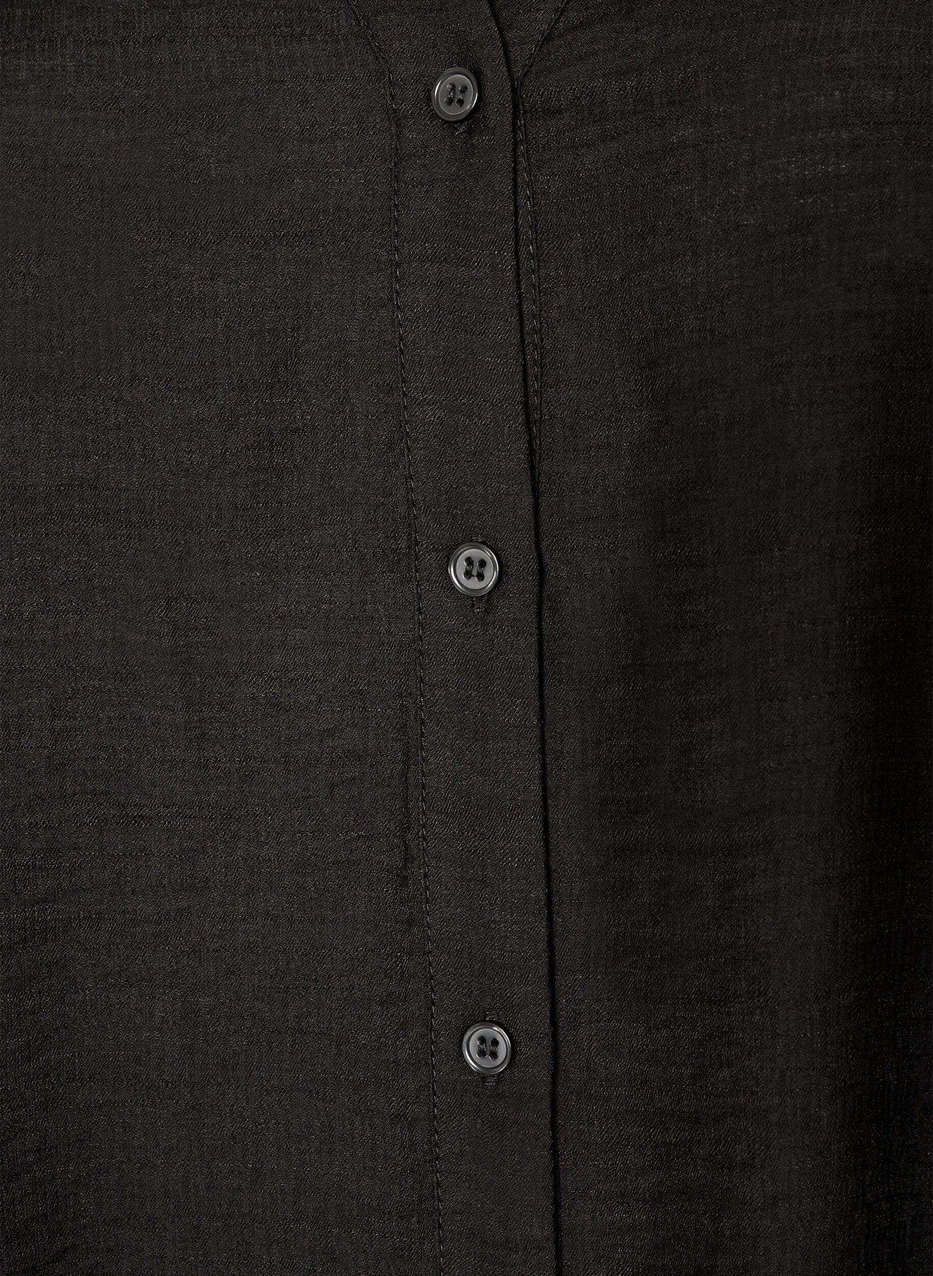 ZizzifashionViscose shirt with embroidered sleeves, Black, Packshot image number 2