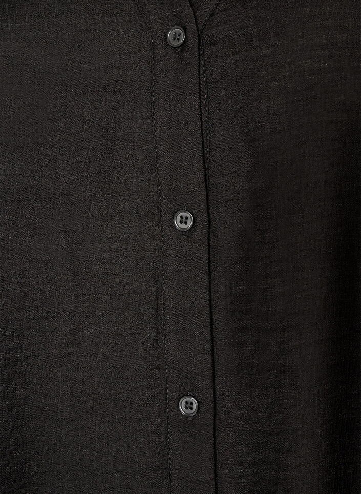 Viscose shirt with embroidered sleeves, Black, Packshot image number 2