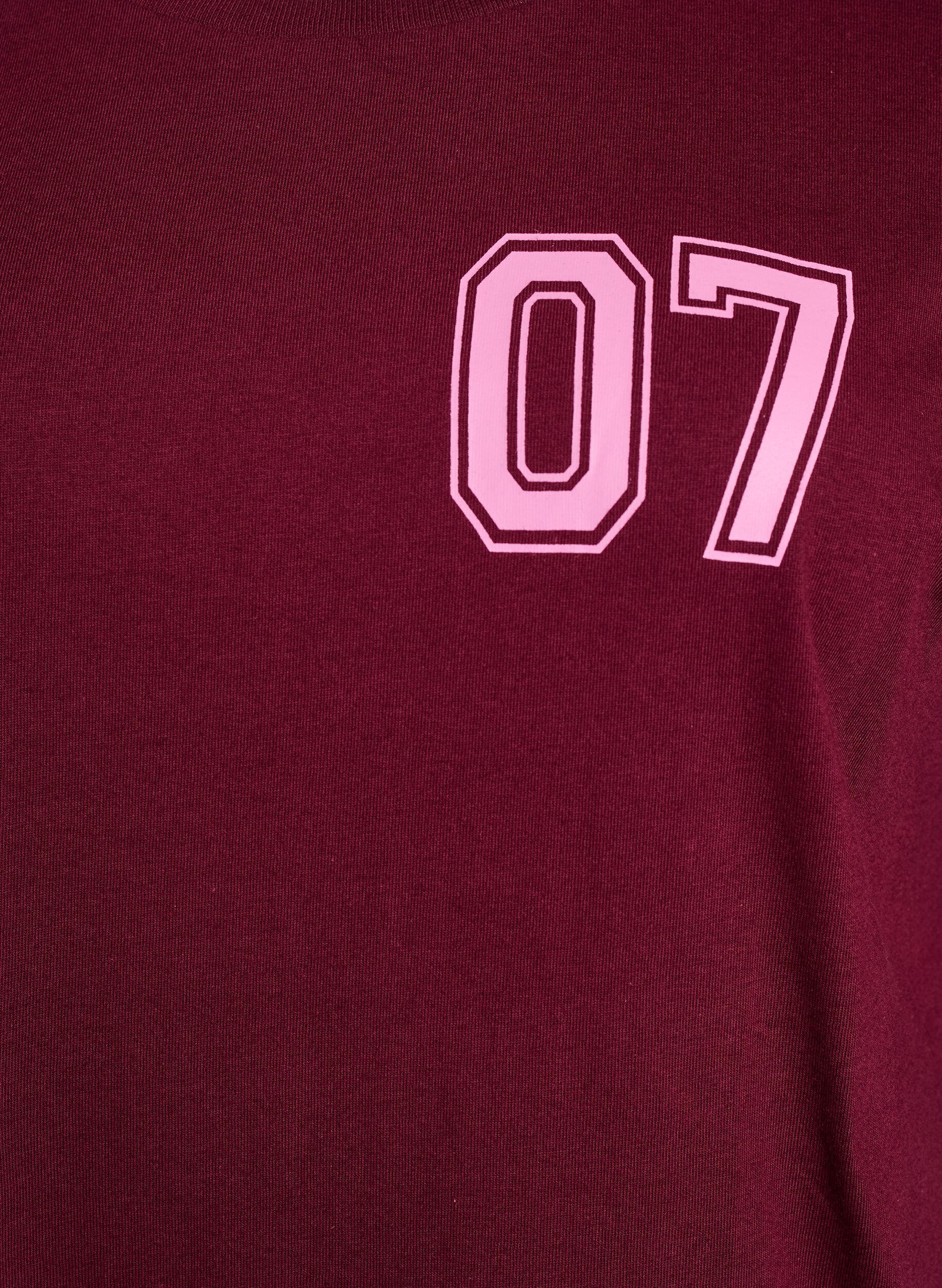 Zizzifashion Short T-shirt dress with sporty details, Dark Bordeaux, Packshot image number 2