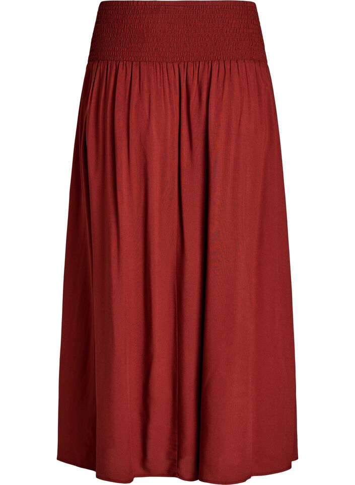 Viscose maxi skirt with smocking, Red, Packshot image number 1