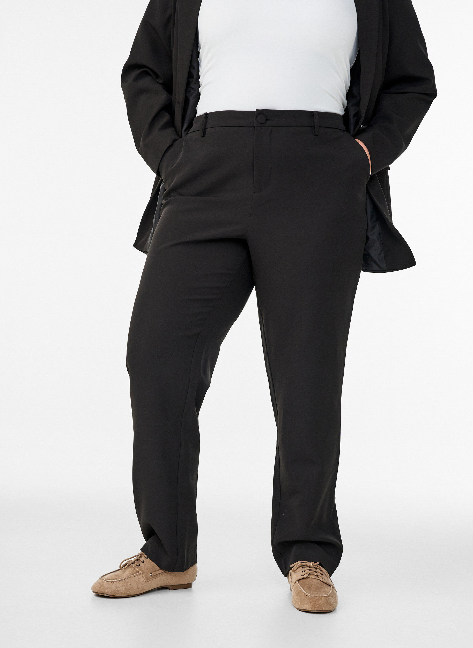 ZizzifashionTrousers with pockets and straight legs, Black, Model image number 2