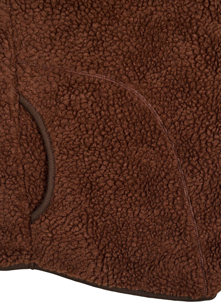 Teddy fleece gilet with zipper and pockets, Hot Fudge, Packshot image number 3