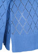 Long sleeve knitted blouse with hole pattern, Blue Bonnet, Packshot image number 3