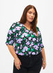 Viscose blouse with buttons, Black Small Flower, Model image number 0