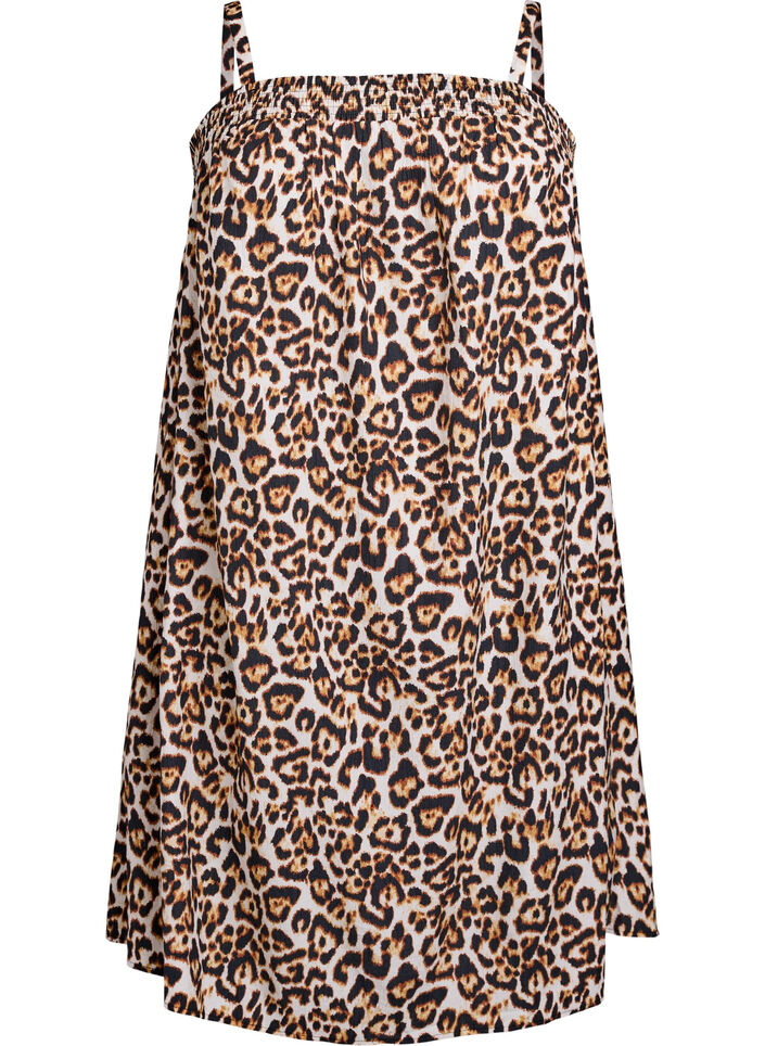 Short viscose dress with spaghetti straps, Beige, Packshot image number 0