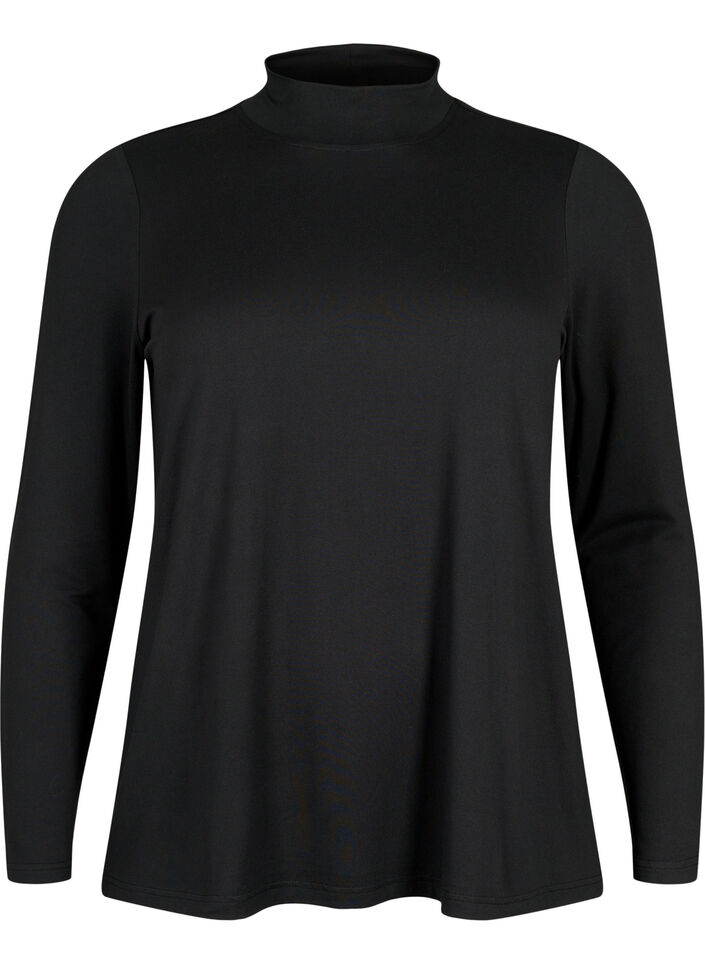 FLASH - Long sleeve blouse with turtleneck, Black, Packshot image number 0