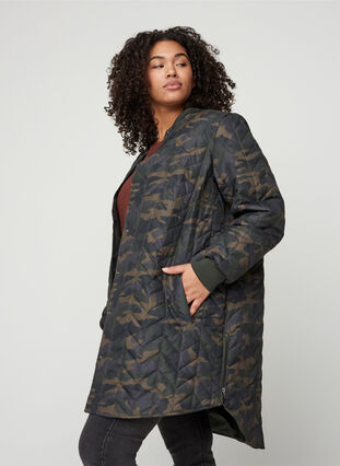Quilted jacket with a print and button fastening, Camou as sample, Model image number 0