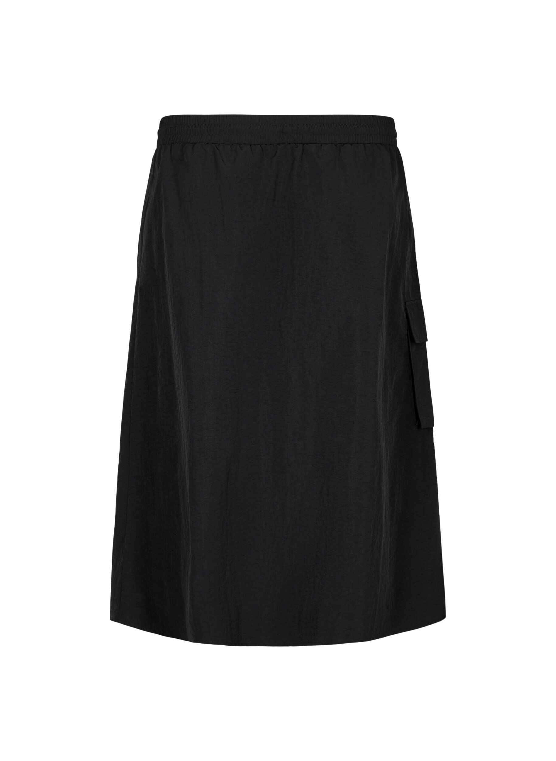 Zizzifashion Midi skirt with slit and cargo pocket, Black, Packshot image number 1