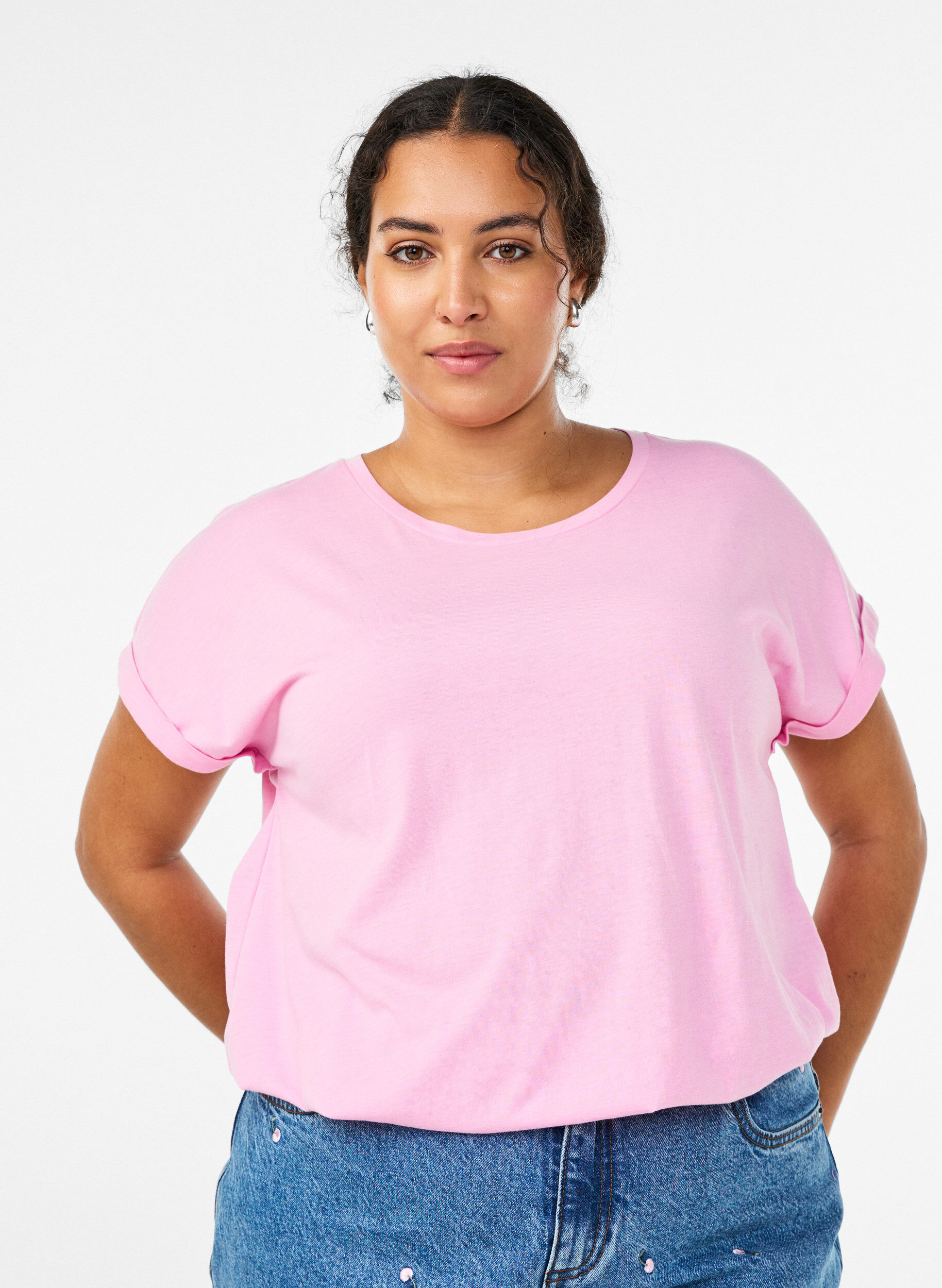 2-pack short-sleeved t-shirts, Pink, Model