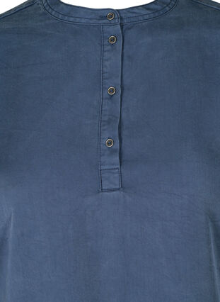 Dress with long puff sleeves, Dark blue denim, Packshot image number 2