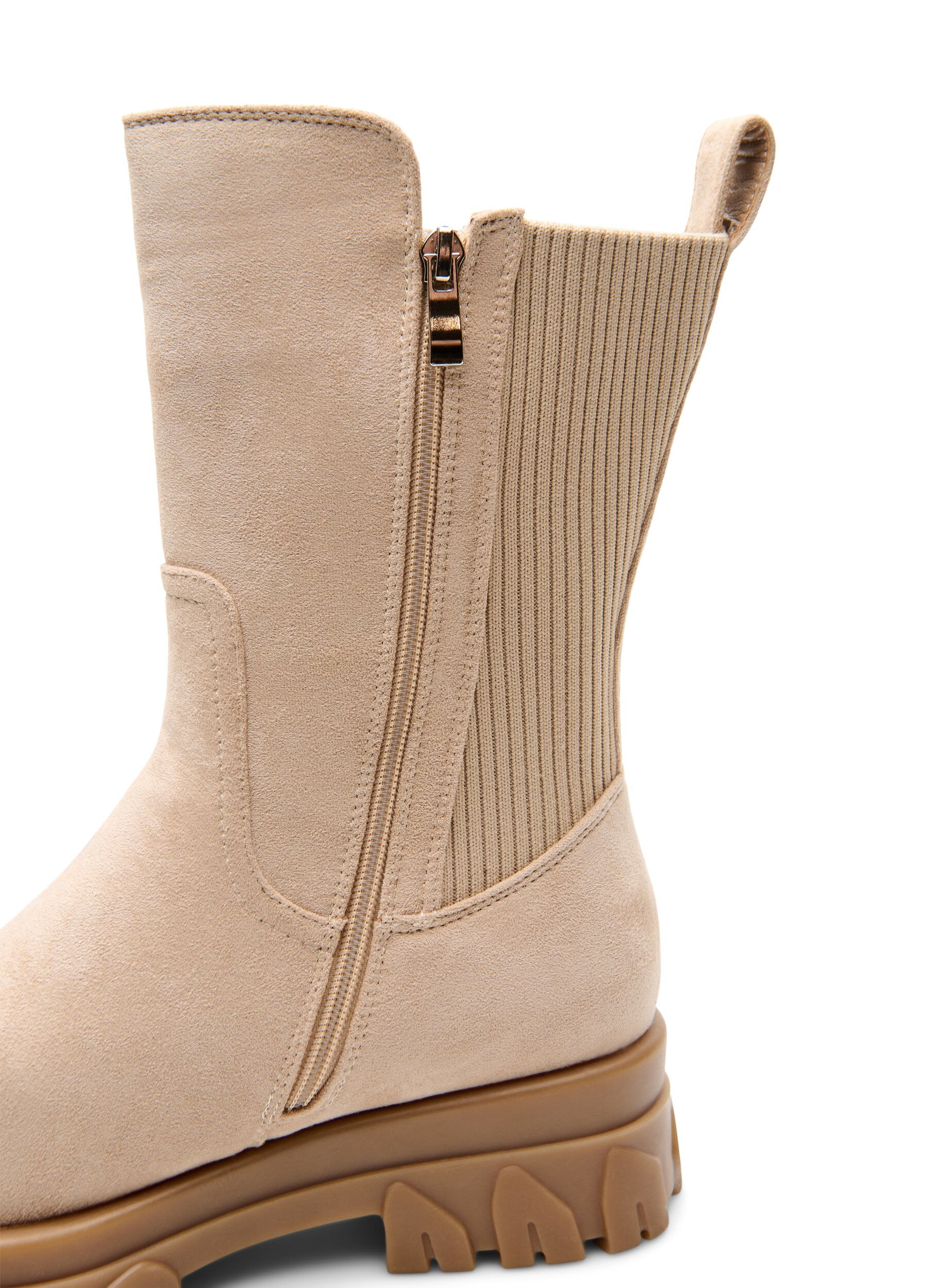 Zizzifashion Wide fit &ndash; Chunky boot in faux suede, Beige, Packshot image number 2