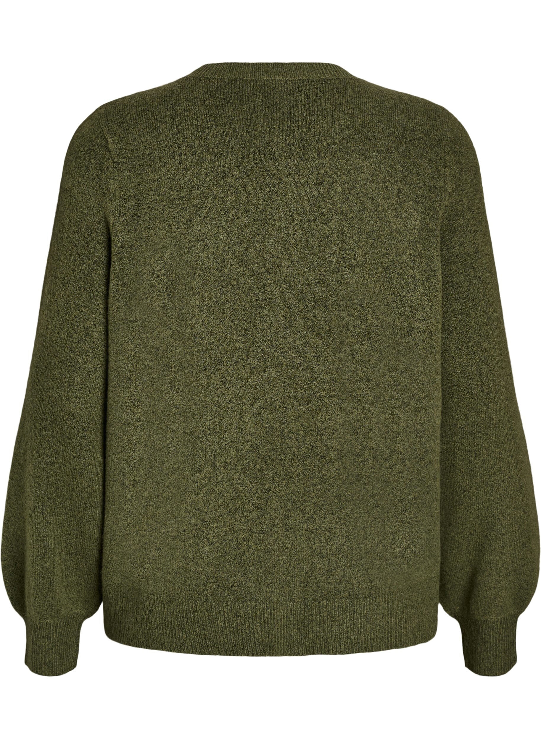 ZizzifashionCardigan in soft knit with gold-coloured buttons, Green, Packshot image number 1