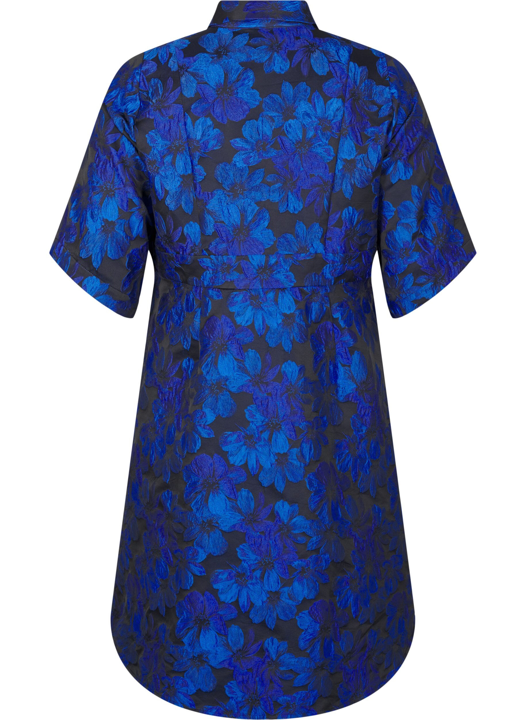 Zizzifashion Short jacquard dress with 3/4 sleeves, Black Blue, Packshot image number 1