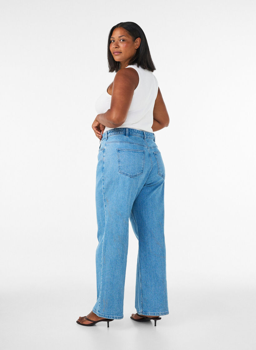 Wide leg jeans with high waist, Light Blue, Model