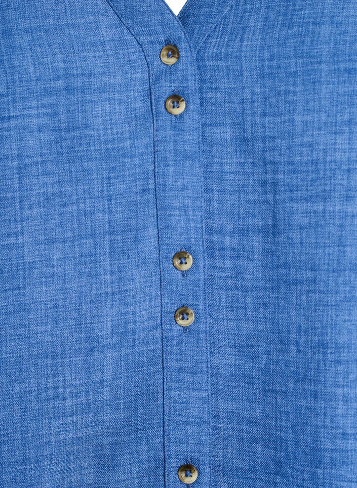 V-neck shirt blouse with short sleeves, Blue, Packshot image number 2