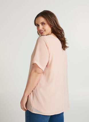 Short-sleeved chiffon blouse, Rose Smoke, Model image number 1