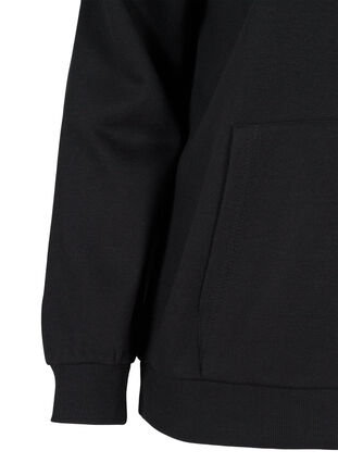 Sweat cardigan with zipper and hood, Black, Packshot image number 3