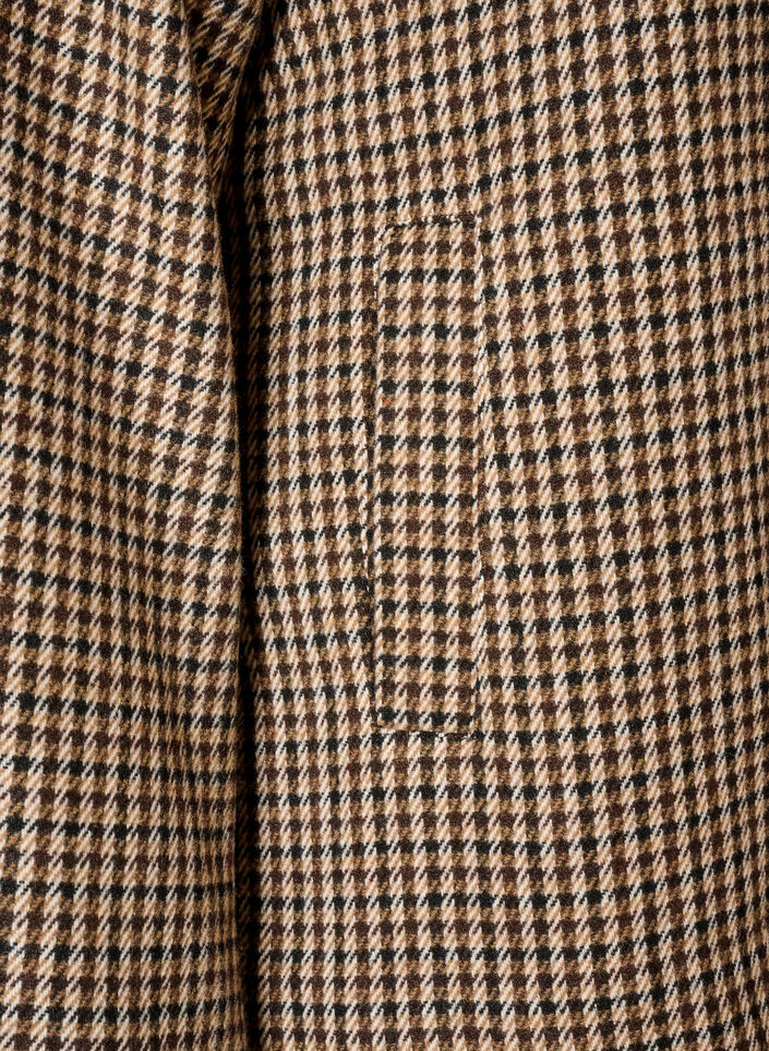Short checked coat with double-breasted button fastening, Brown, Packshot image number 3