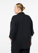 Loose shirt with a v-neck and 3/4 sleeves, Black, Model image number 2