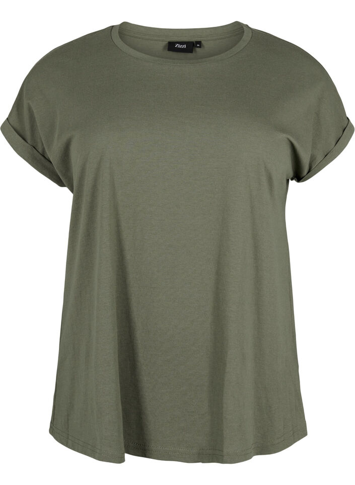 Short-sleeved cotton blend t-shirt, Green, Packshot image number 0