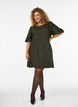 Jacquard dress with puff sleeves and A-line, Green, Model image number 1