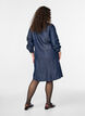 Short denim dress in lyocell with press studs, Blue, Model image number 1