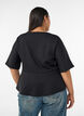 Peplum blouse with elbow-length sleeves, Black, Model image number 2
