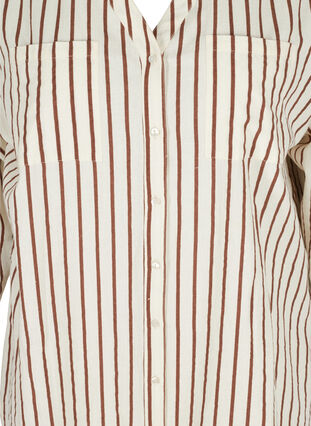 Long striped cotton shirt with V-neck, Stripe, Packshot image number 2