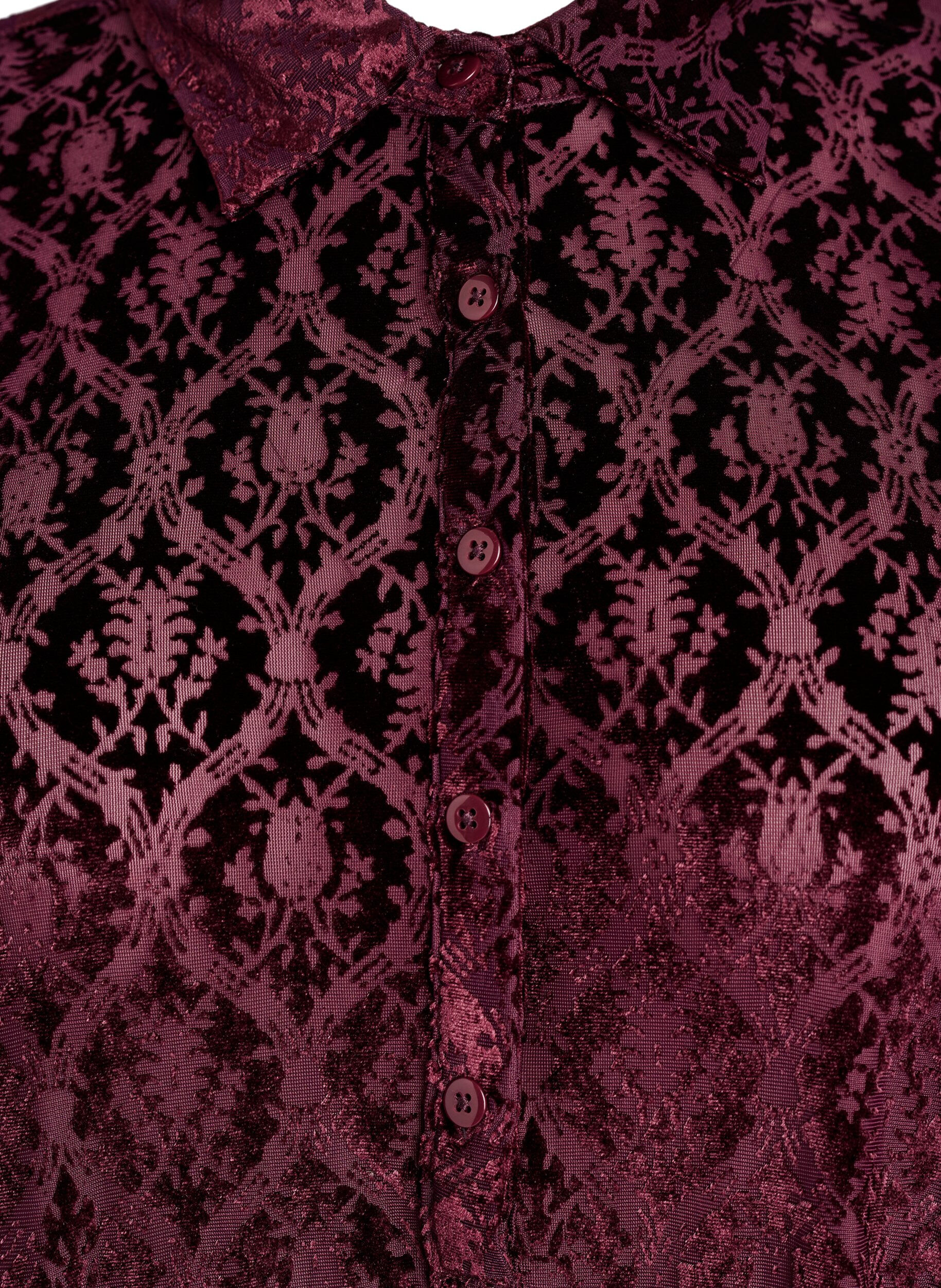 Zizzifashion Short dress with a velour pattern, Red, Packshot image number 2