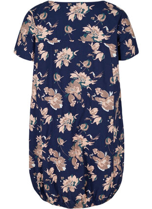 Short-sleeved, printed cotton dress, Blue Flower , Packshot image number 1
