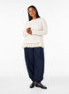 Structured blouse with ruffle hem, Vanilla, Model image number 1