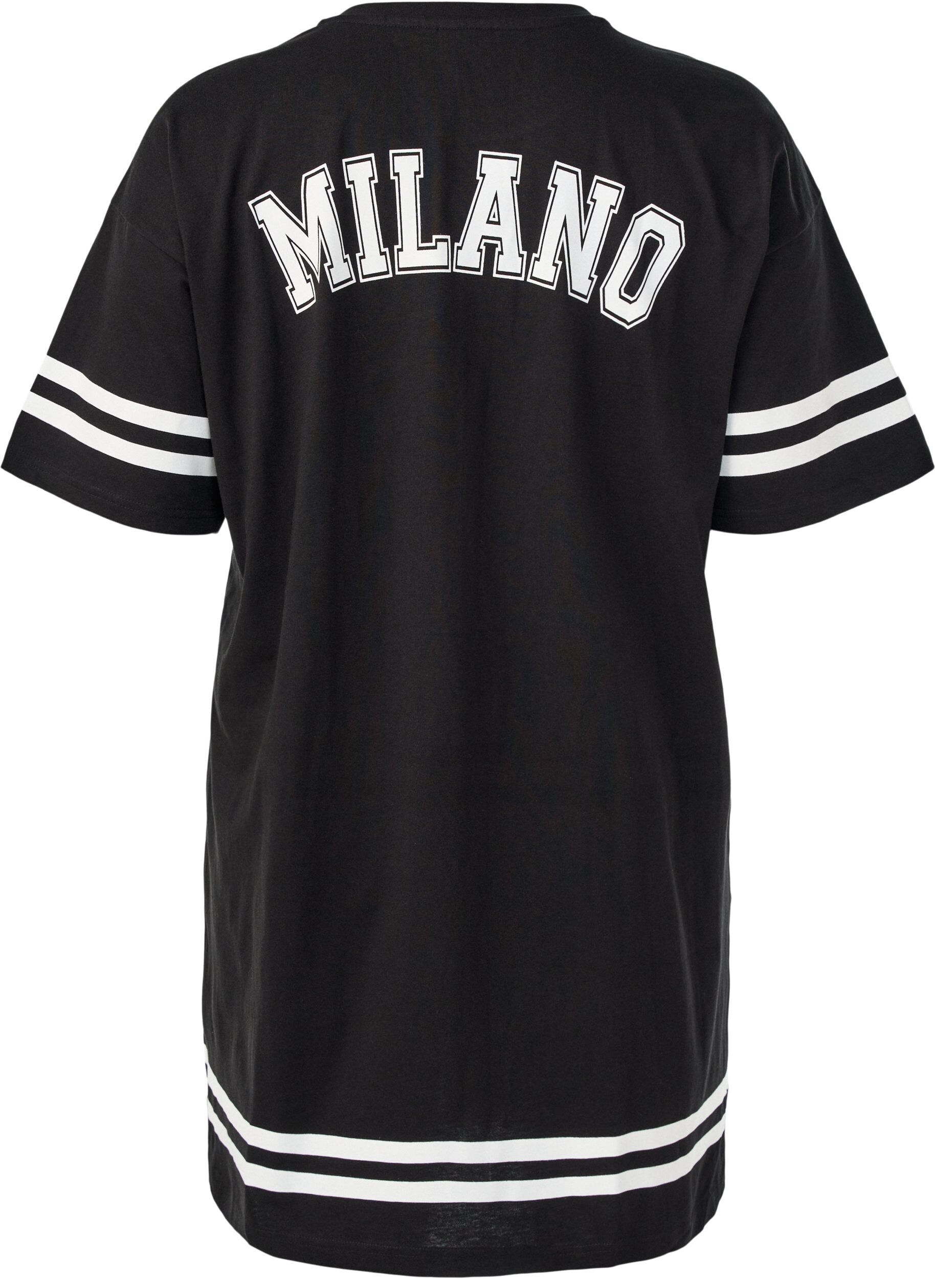 ZizzifashionShort T-shirt dress with sporty details, Black, Packshot image number 1