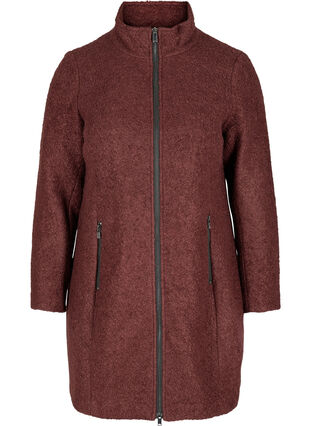 Coat with wool and zipper, Bitter Chocolate, Packshot image number 0