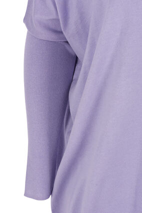Loose knitted blouse with ribbed edges, Lavender, Packshot image number 3
