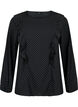 Long sleeved blouse with ruffles, Black Dot, Packshot image number 0