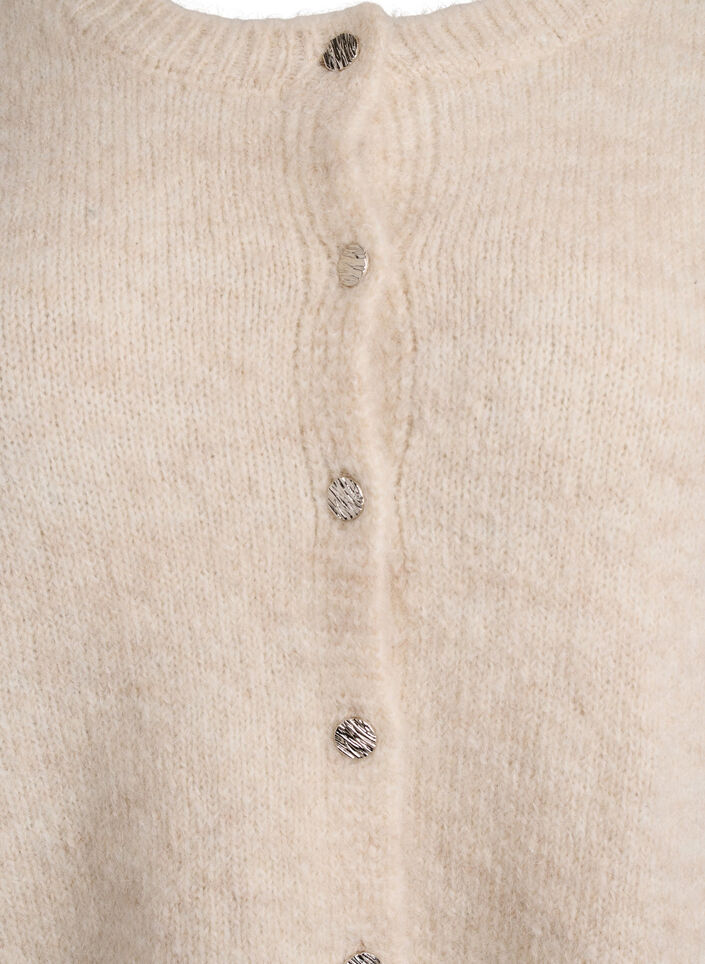 Cardigan with wool and alpaca and decorative buttons, Beige, Packshot image number 2