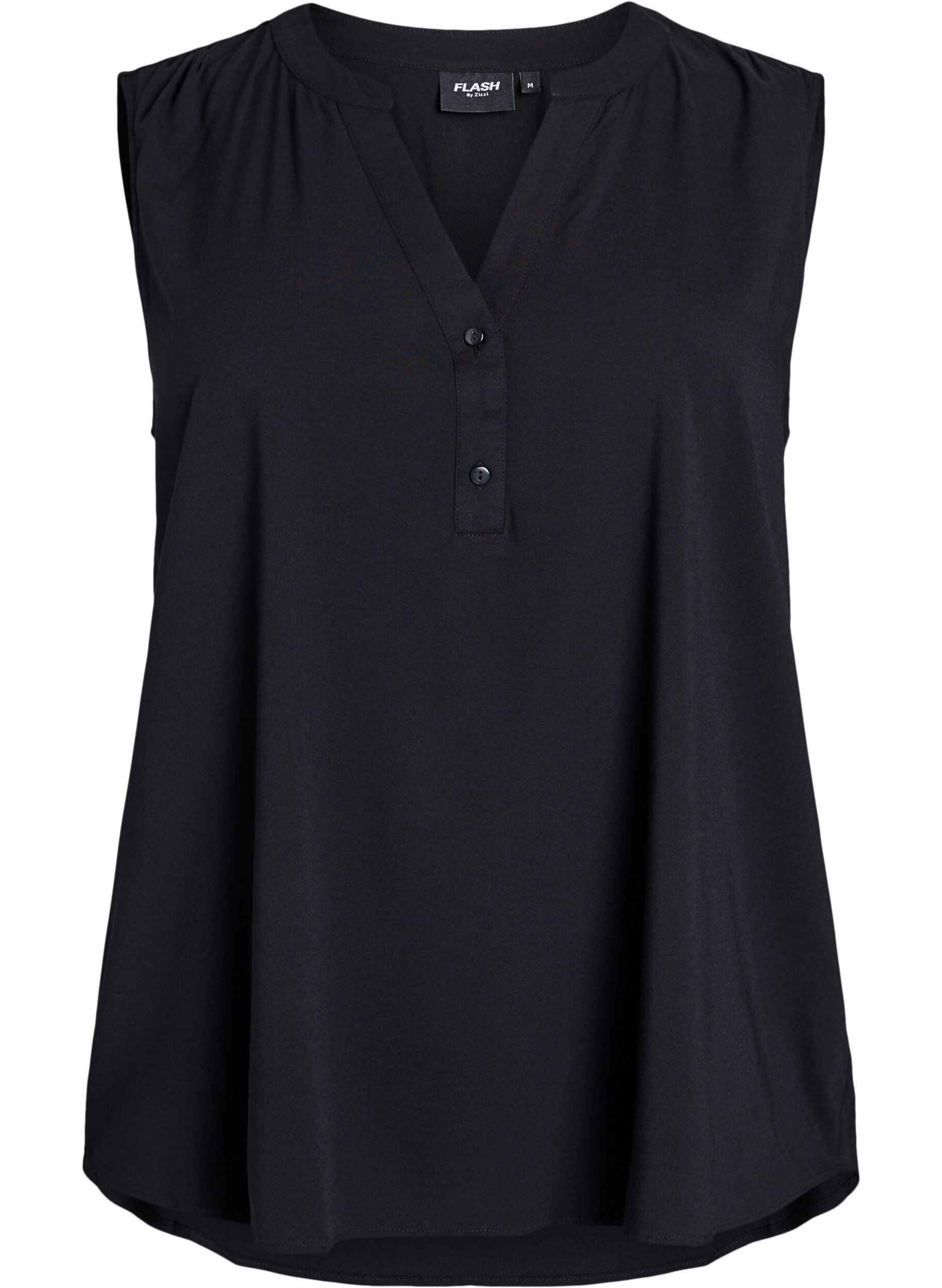 Zizzifashion Sleeveless viscose blouse, Black, Packshot image number 0