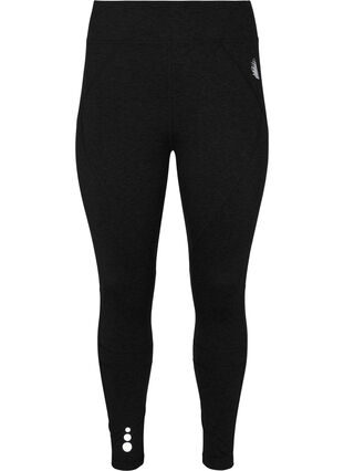 Gym leggings with back pocket and fleece, Black, Packshot image number 2