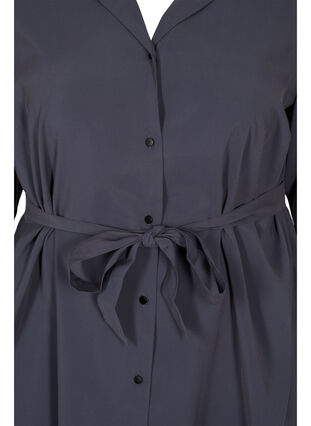 Viscose dress with buttons and belt, Odysses Gray, Packshot image number 2