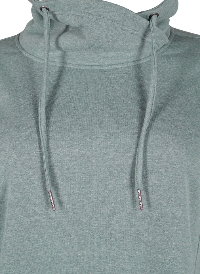 FLASH - Sweatshirt with high collar, Balsam Green Melange, Packshot image number 2