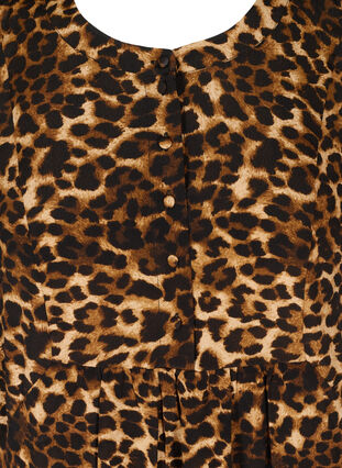 Viscose leopard print tunic with an A-line shape, Raw Umber AOP, Packshot image number 2