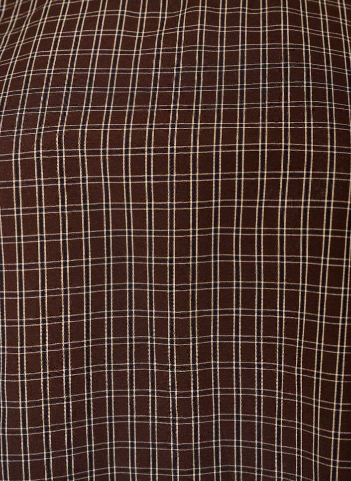 Checked top with asymmetric lace trim, Brown, Packshot image number 2