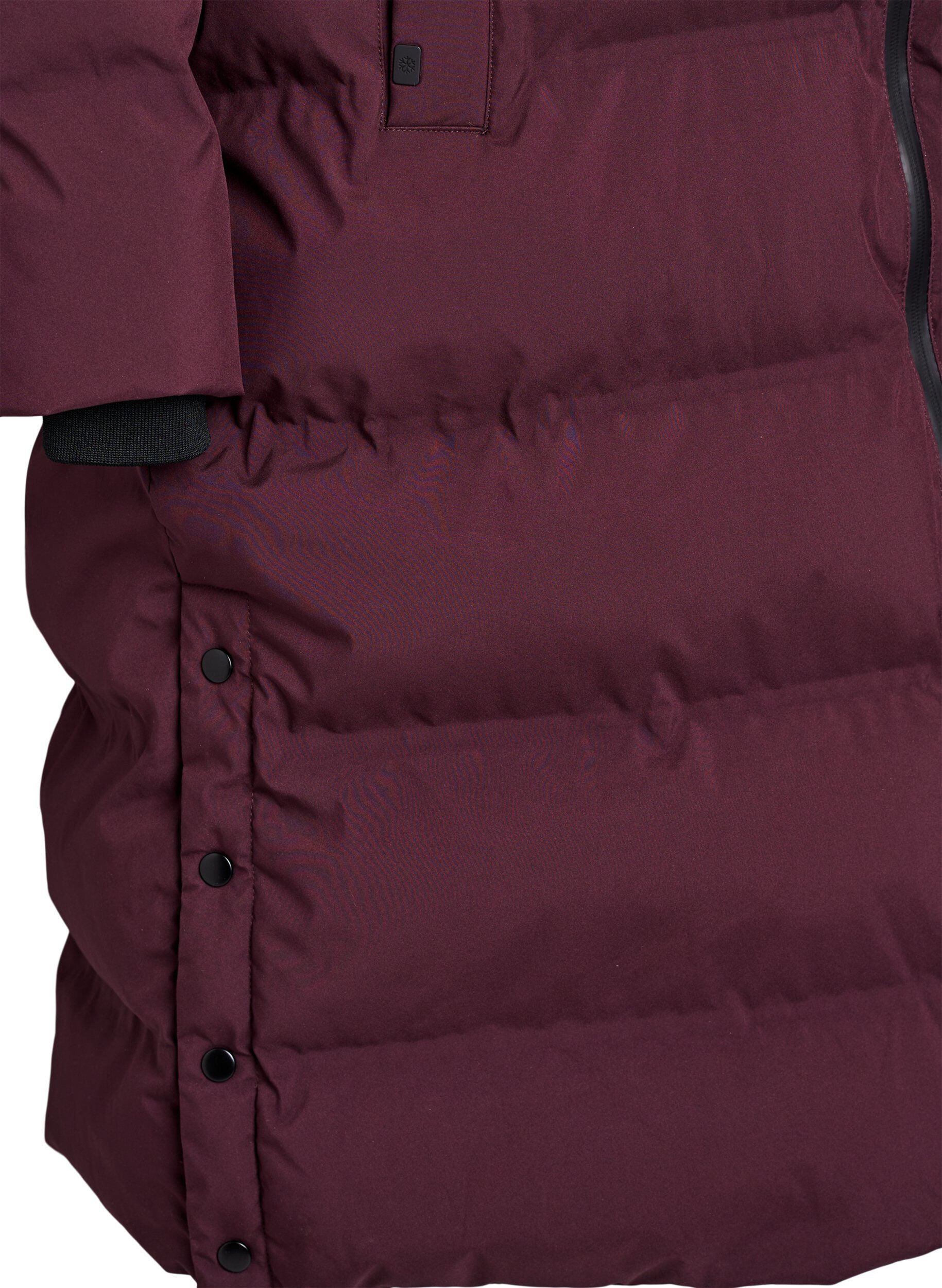 ZizzifashionLong puffer winter coat with hood, Dark Bordeaux, Packshot image number 3