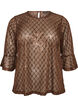 Sheer blouse with sequins and a diamond pattern, Brown, Packshot image number 0
