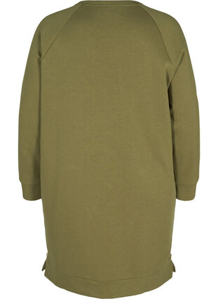 Sweat dress with pockets and slits, Olive Drab, Packshot image number 1
