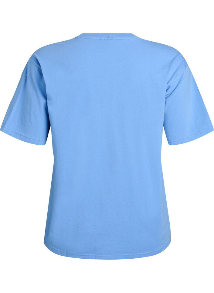 Sporty t-shirt in organic cotton, Blue, Packshot image number 1