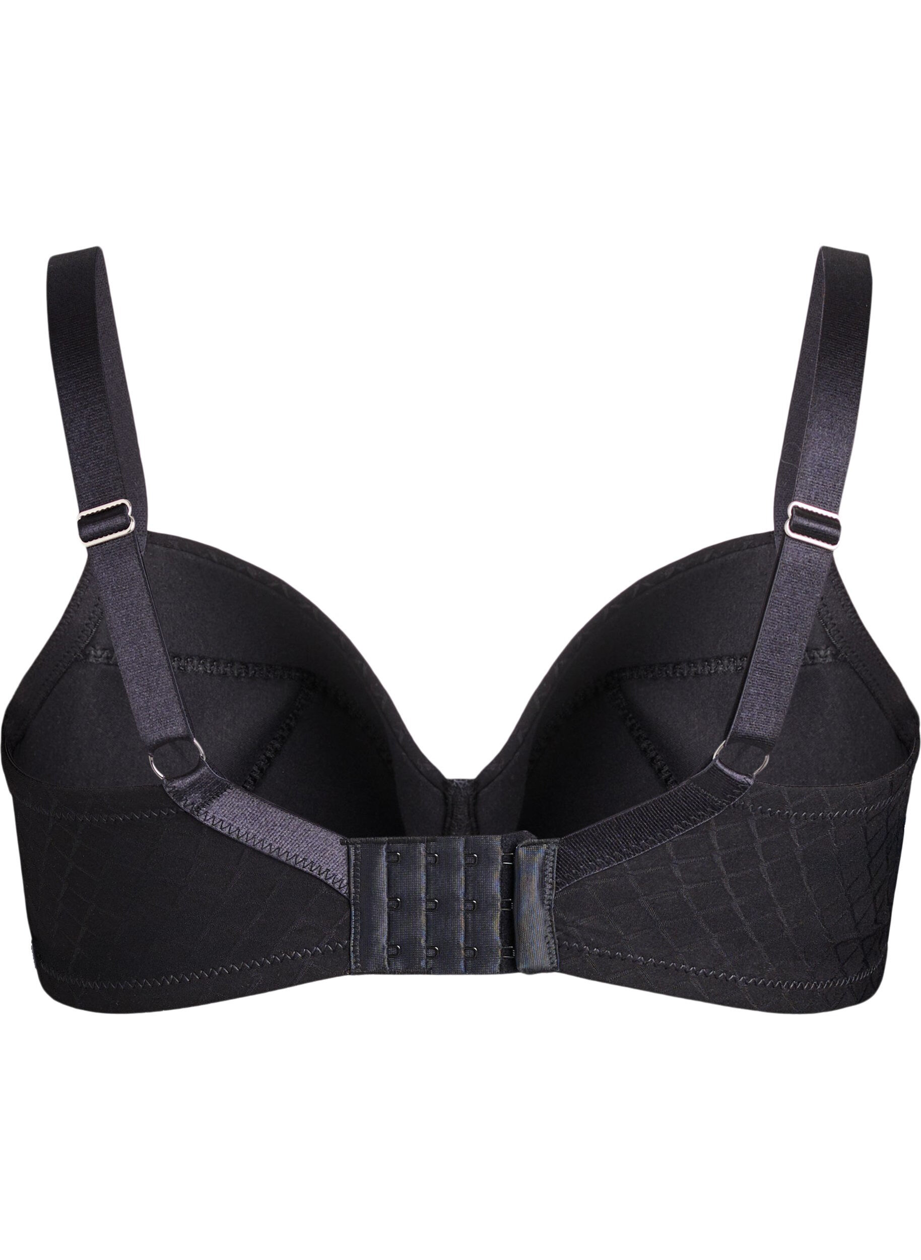 ZizzifashionPadded microfibre bra with checked pattern, Black, Packshot image number 1