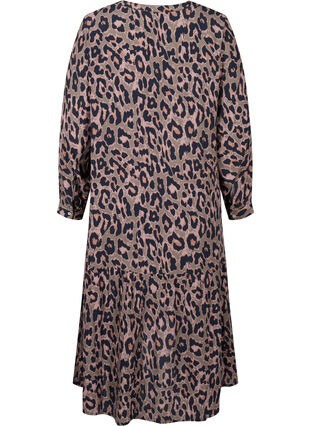 Printed viscose midi dress, Ivy Green Leopard, Packshot image number 1